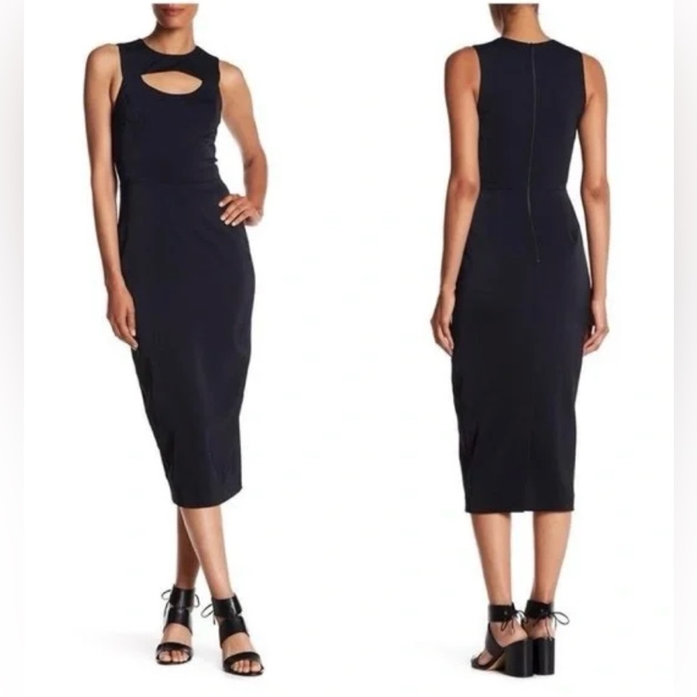 Rebecca Minkoff Drew Cutout Black Midi Dress
